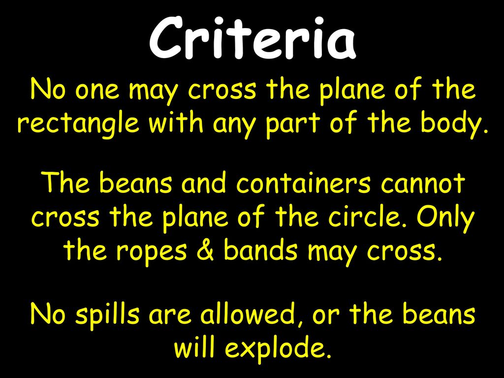 Criteria No one may cross the plane of the rectangle with any part of the body.