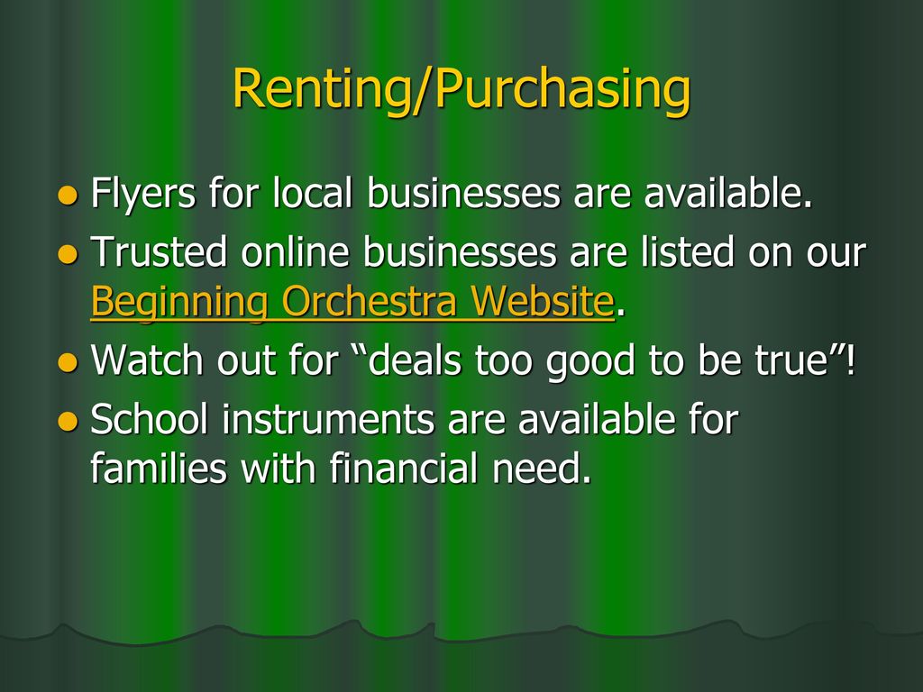 Renting/Purchasing Flyers for local businesses are available.