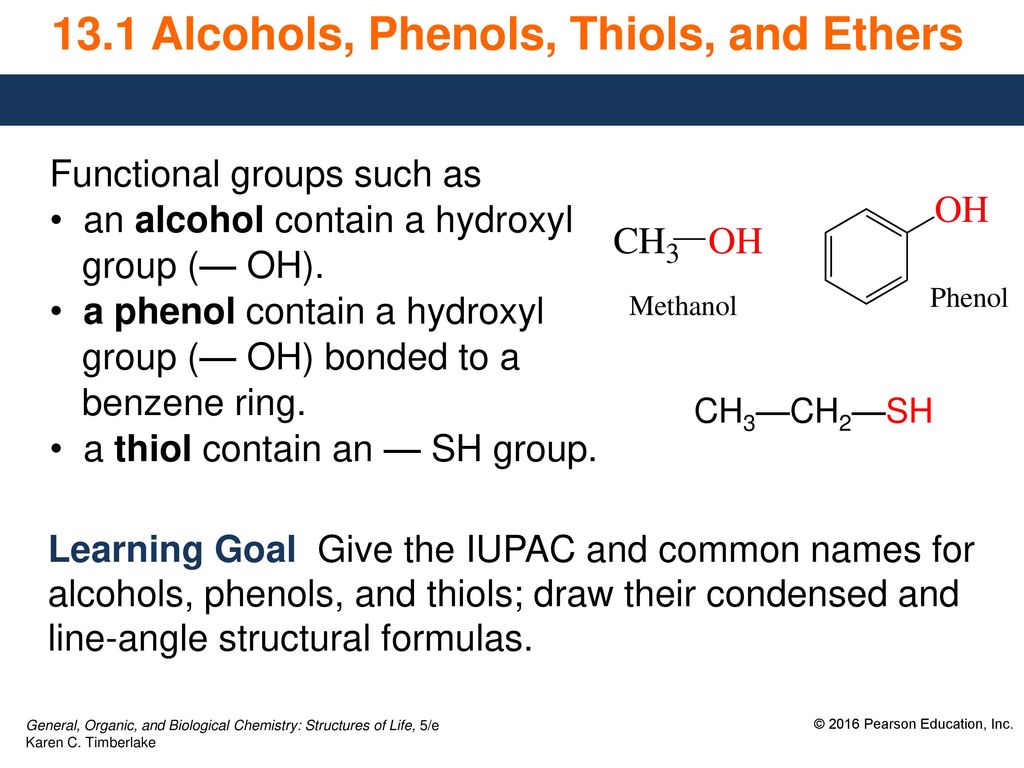 Chapter 13 Alcohols, Phenols, Thiols, And Ethers - Ppt Download