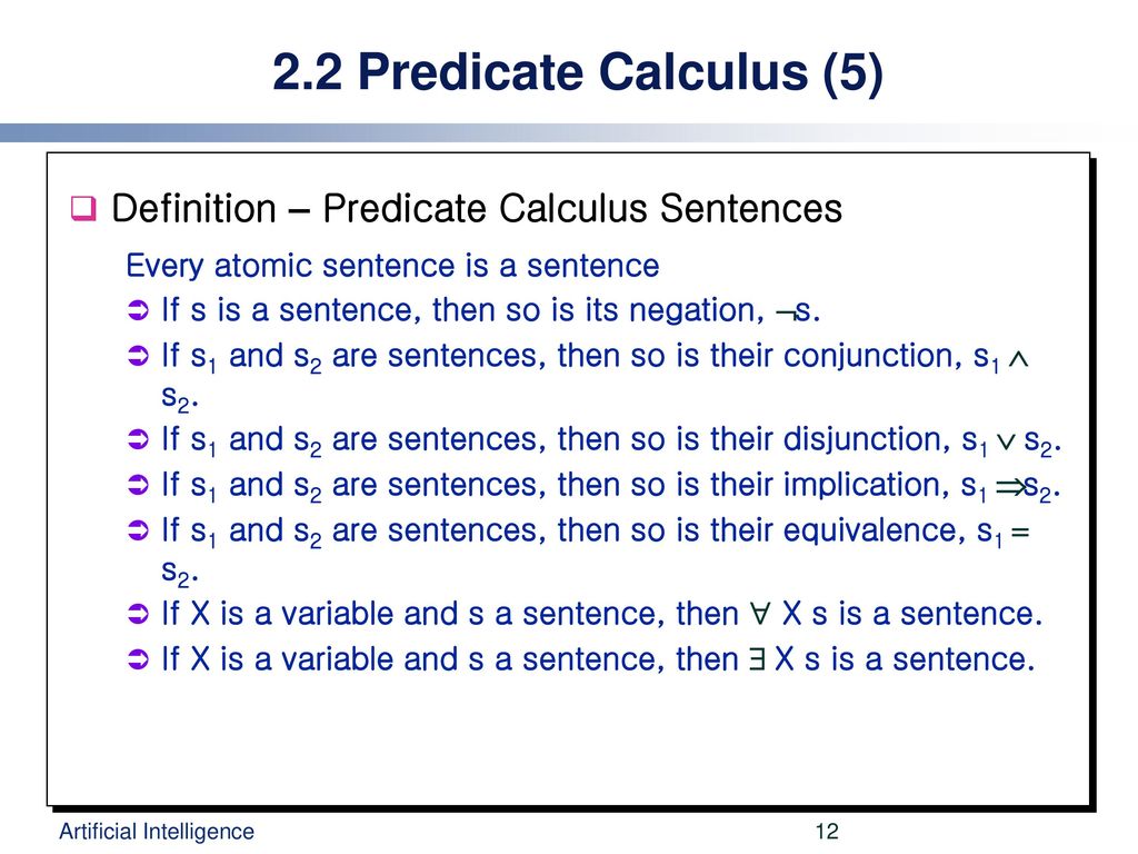 The Predicate Calculus Ppt Download