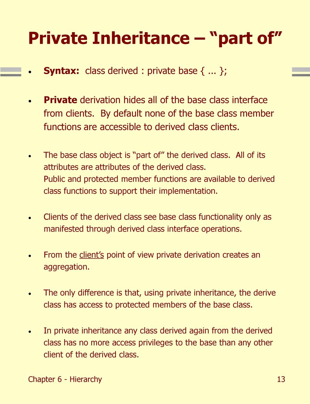 Chapter 6 - Hierarchy CSE687 – Object Oriented Design Class Notes - ppt ...