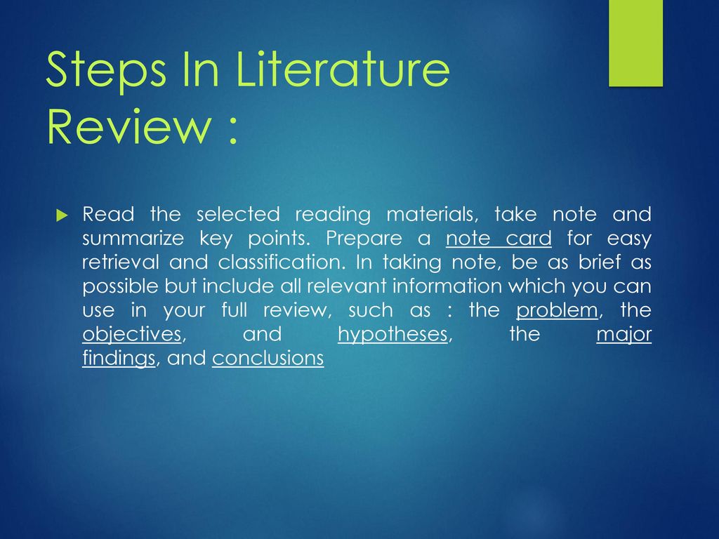 Steps In Literature Review :