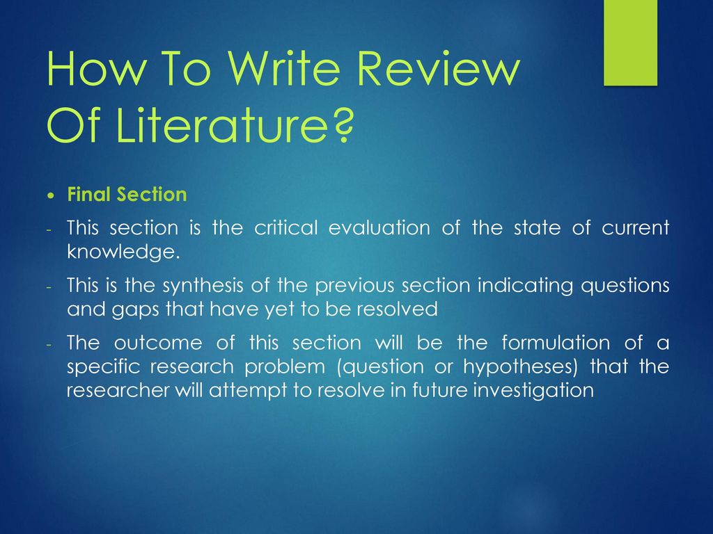 How To Write Review Of Literature