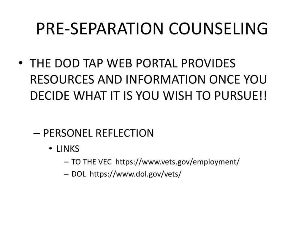 PRE-SEPARATION COUNSELING