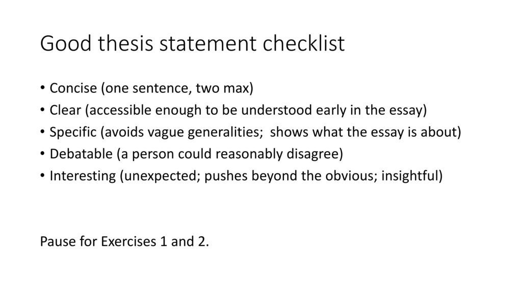thesis statement exercises