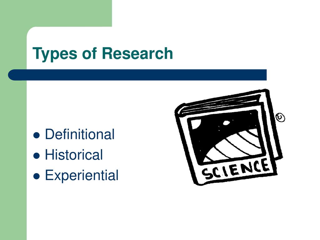 Types of Research Definitional Historical Experiential