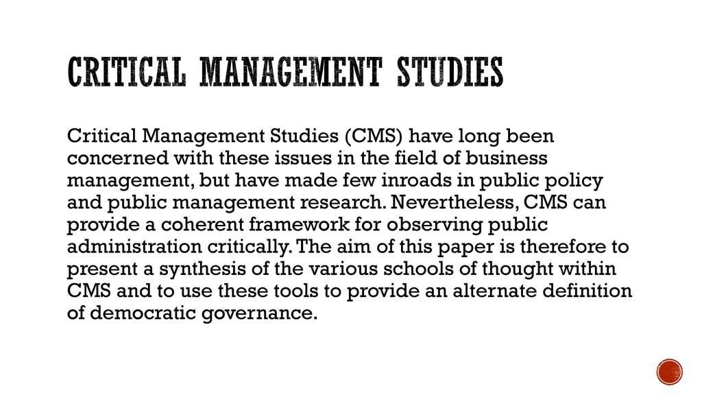 Examples Of Critical Management Studies