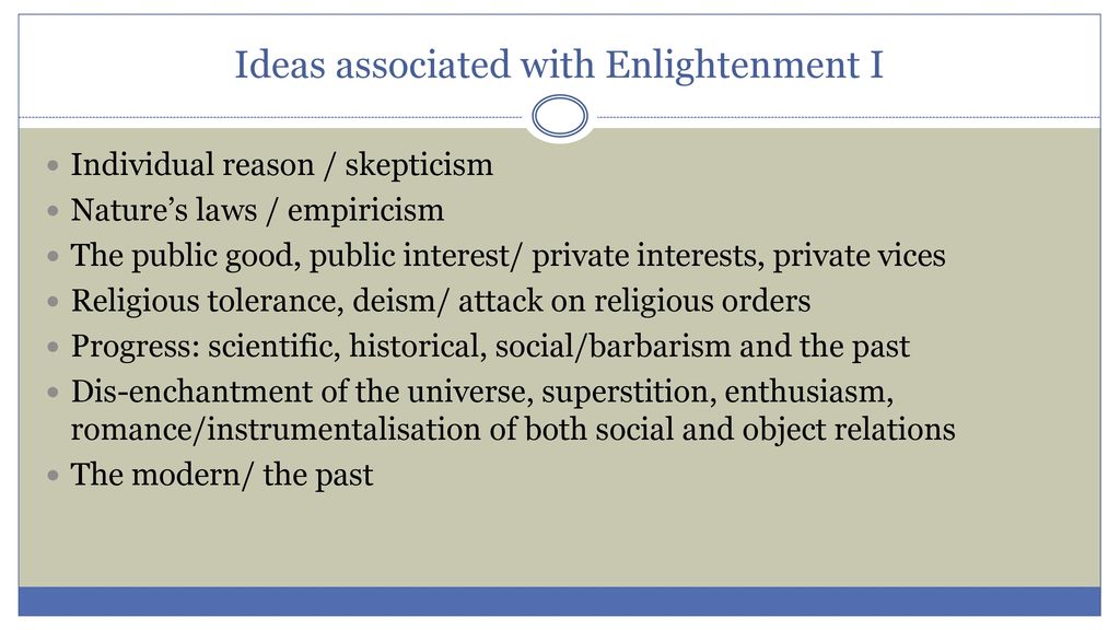 Ideas associated with Enlightenment I