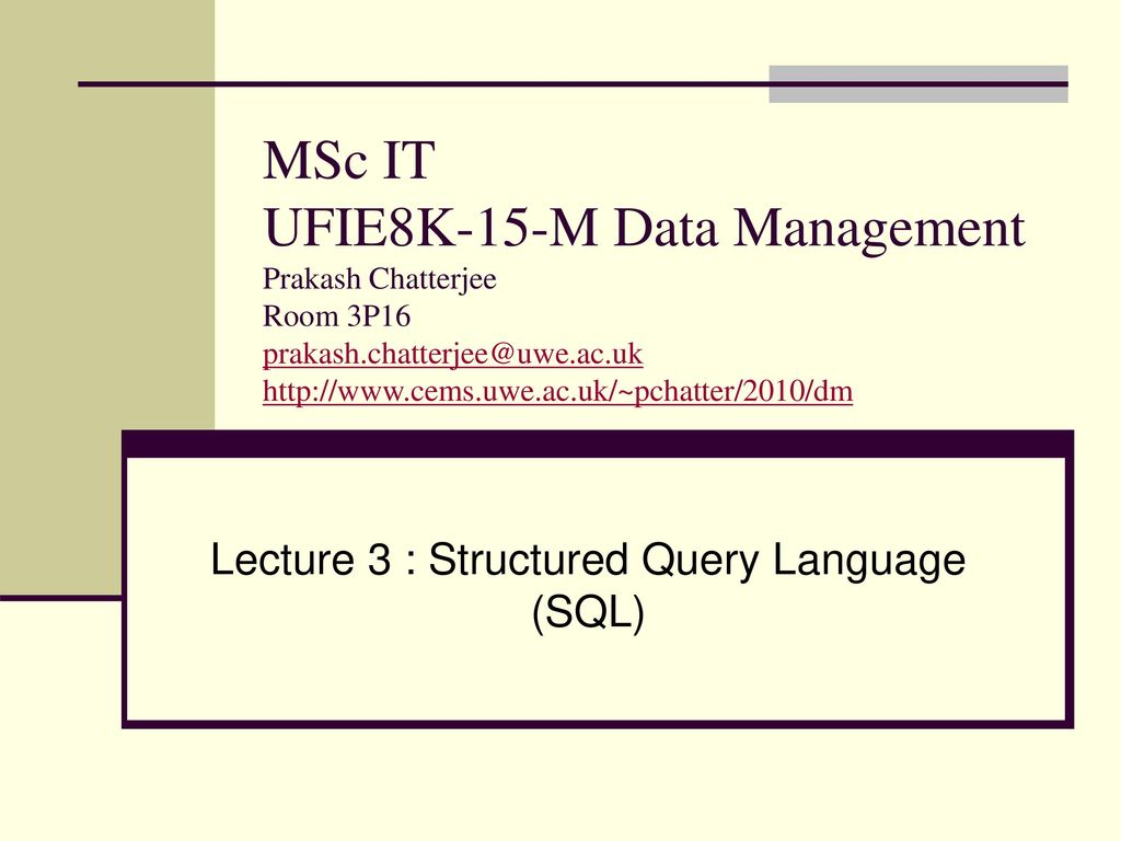Lecture 3 : Structured Query Language (SQL) - ppt download