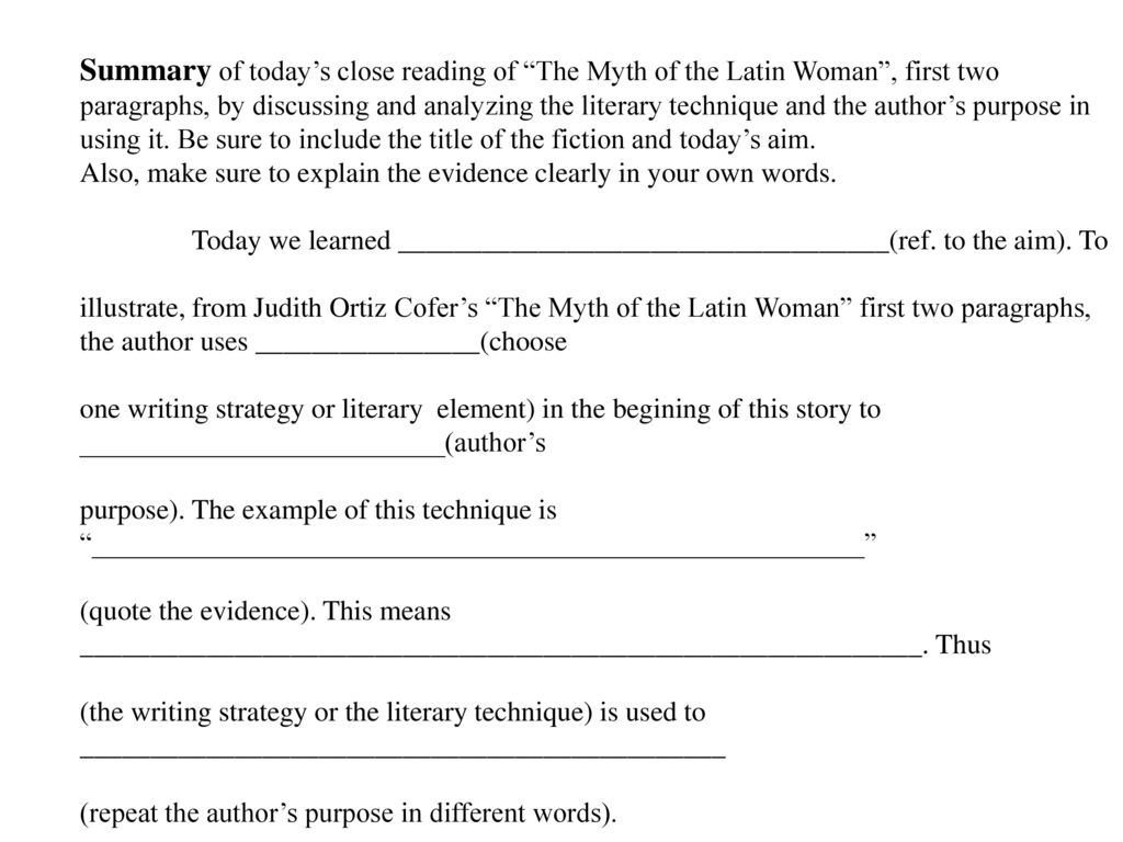 myth of the latin woman summary