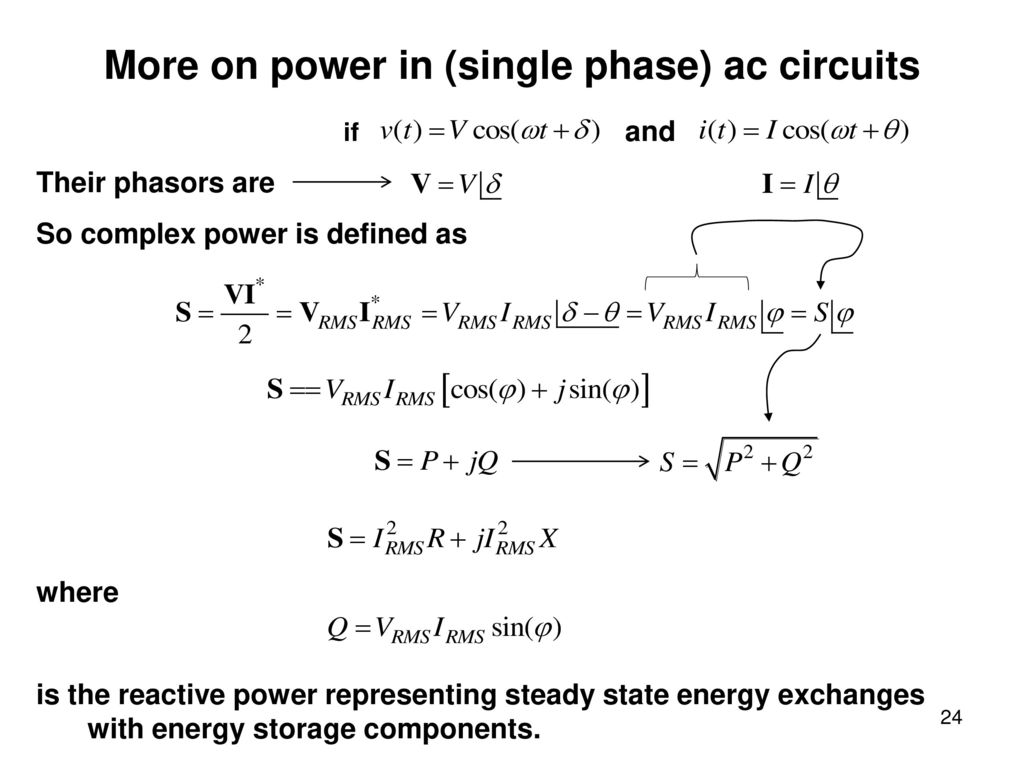 More on power in (single phase) ac circuits