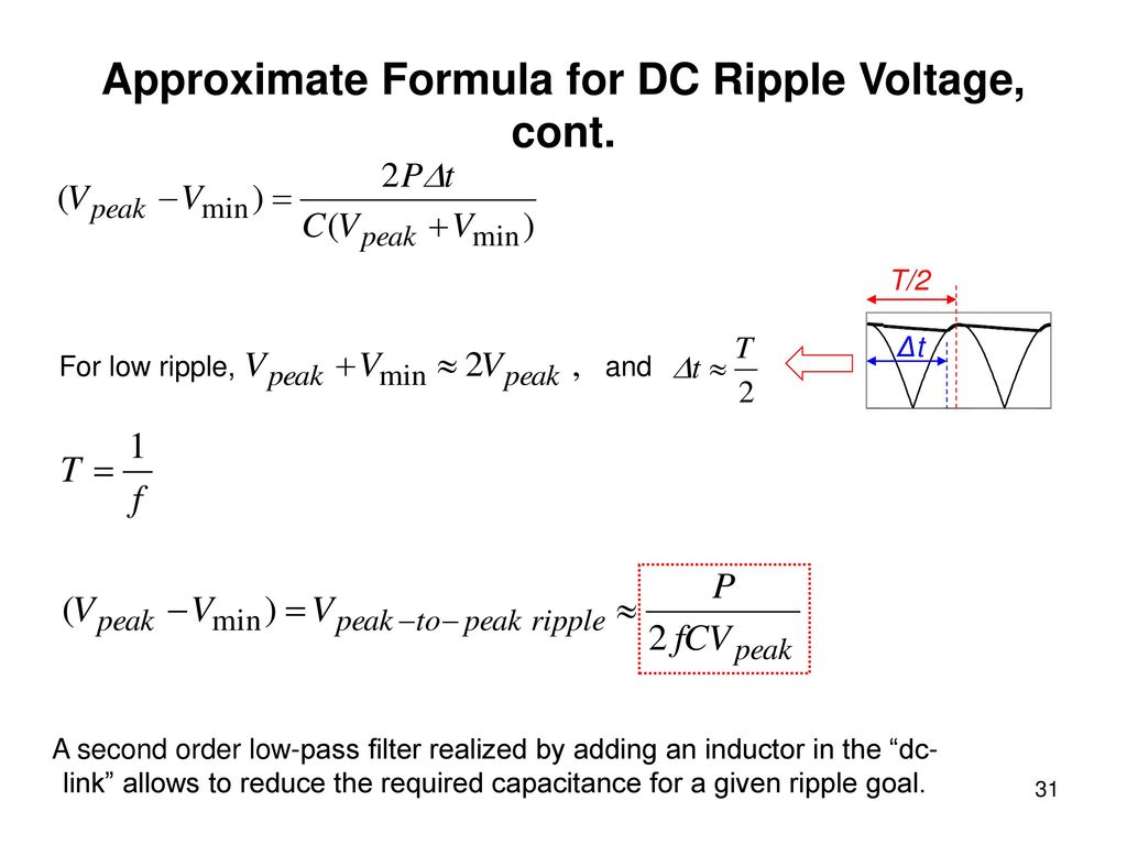 Approximate Formula for DC Ripple Voltage, cont.