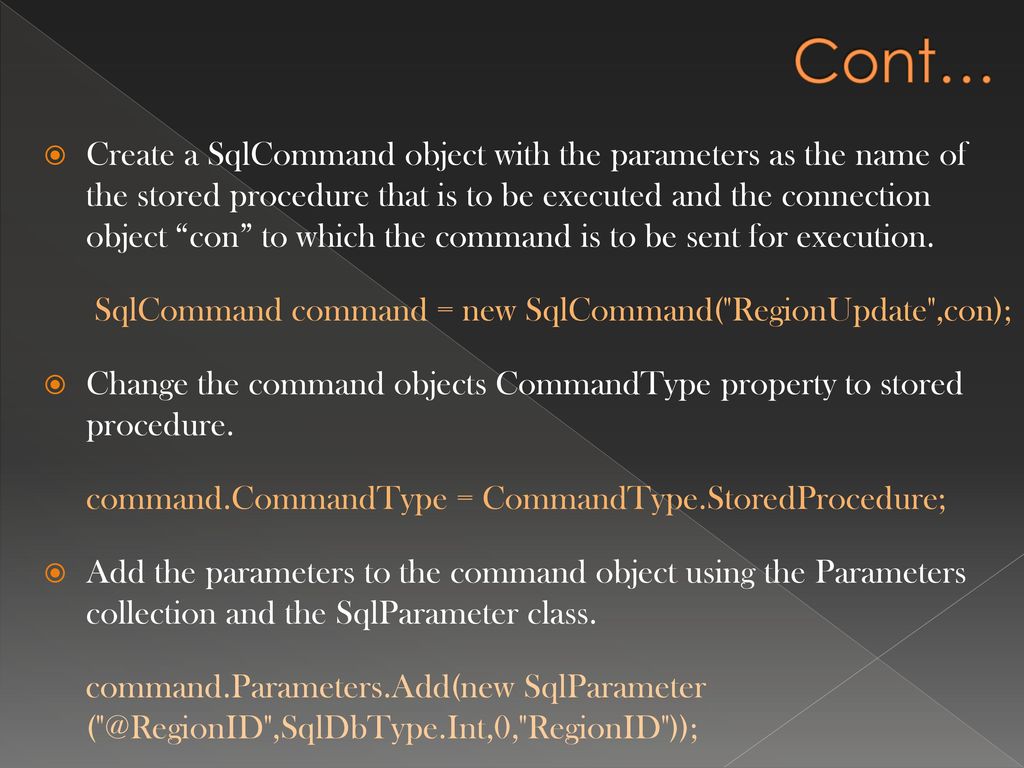 Ado net and stored procedures ppt download
