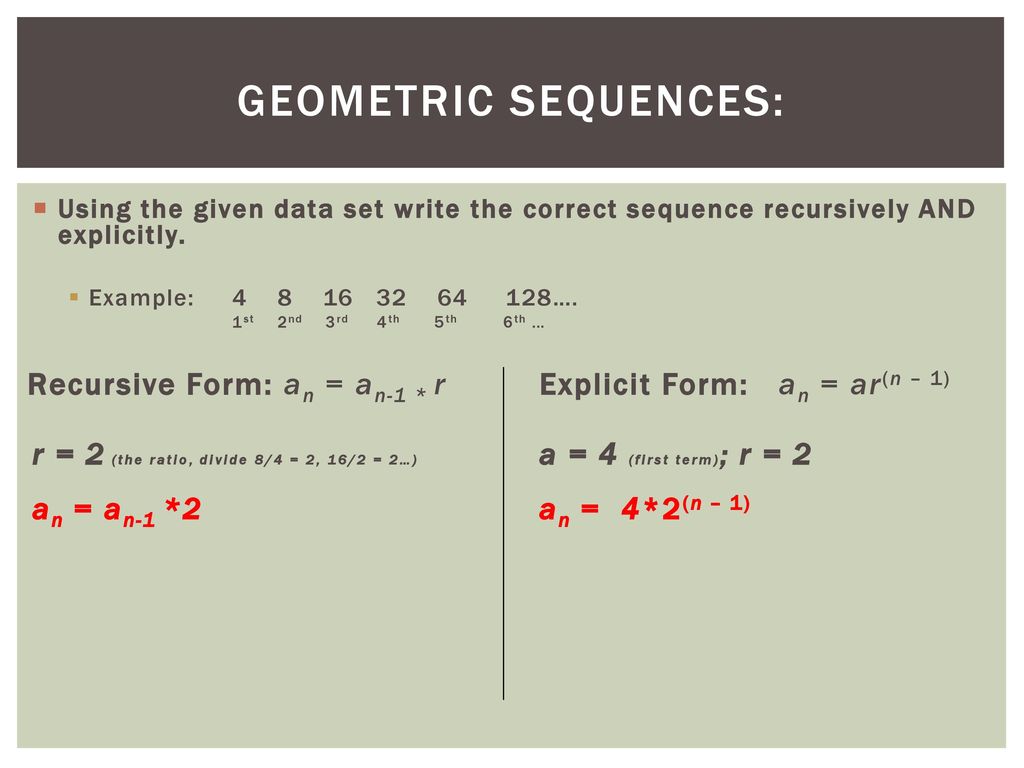Geometric and arithmetic sequences - ppt download