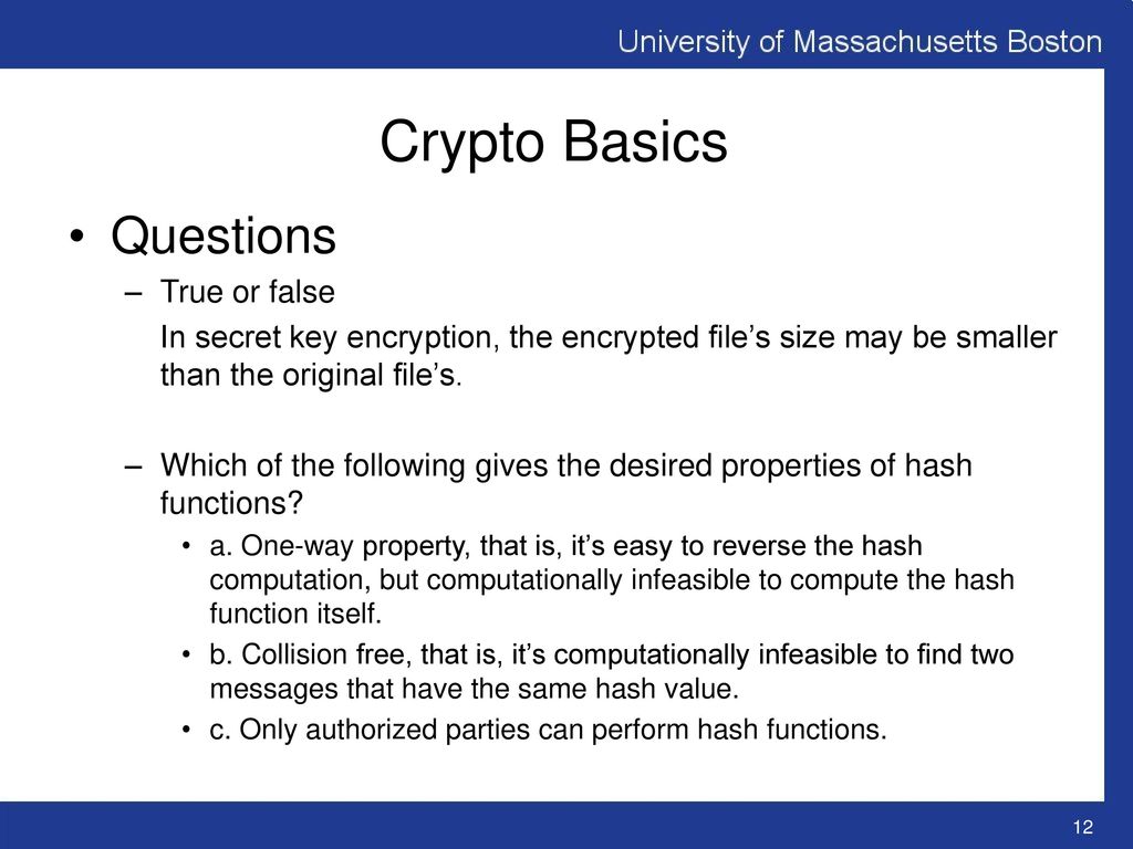 Crypto Basics Questions True or false