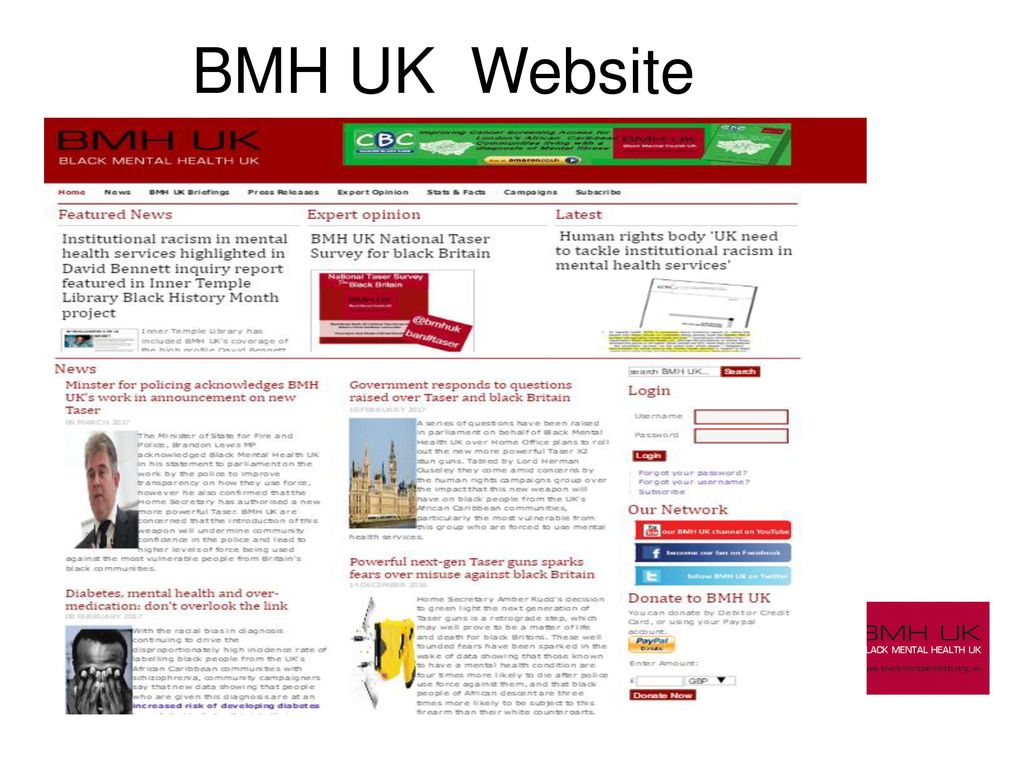 BMH UK Website Key educational tool – Leading providers in black mental health analysis and news.
