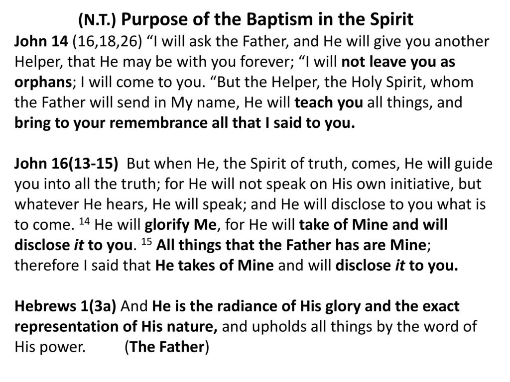 Baptism in Holy Spirit was the Father's promise to send Holy Spirit to ...