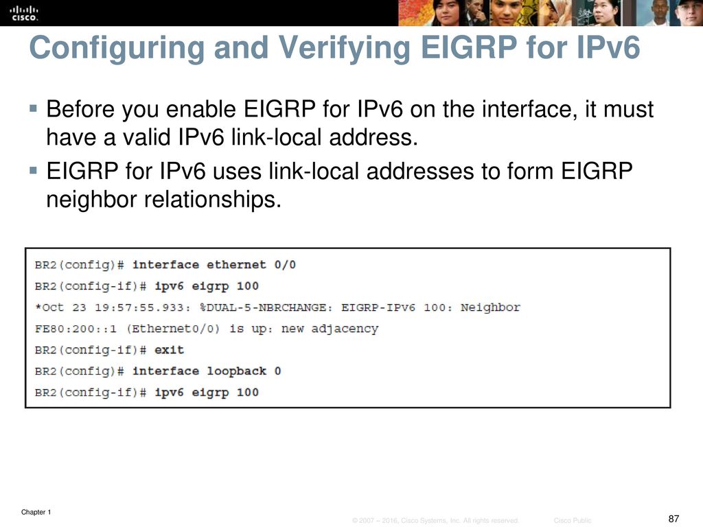 Configuring and Verifying EIGRP for IPv6