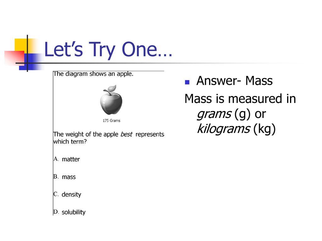 Let’s Try One… Answer- Mass