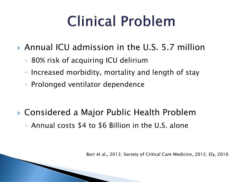 Clinical Problem Annual ICU admission in the U.S. 5.7 million