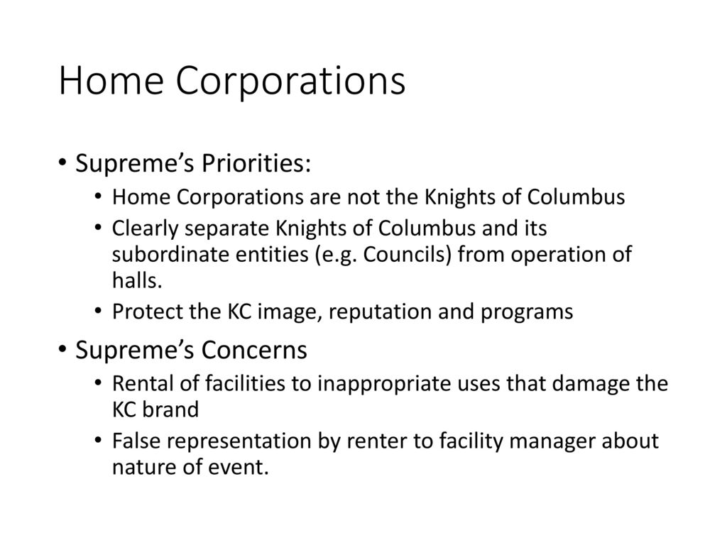 Home Corporations Supreme’s Priorities: Supreme’s Concerns