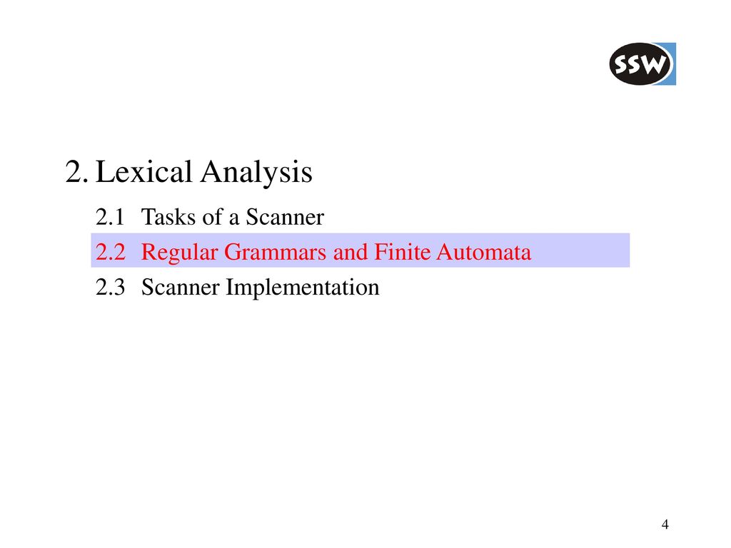 2 lexical analysis 2 1 tasks of a scanner ppt download