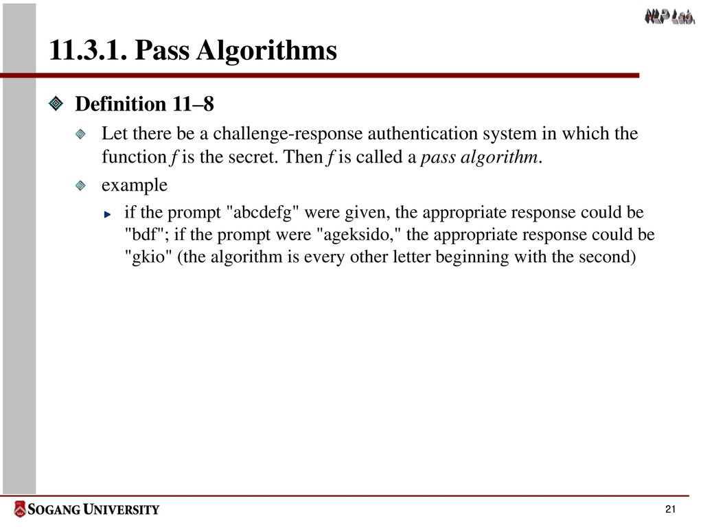 Pass Algorithms Definition 11–8