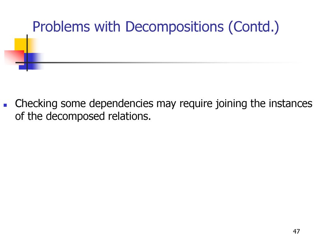 Problems with Decompositions (Contd.)