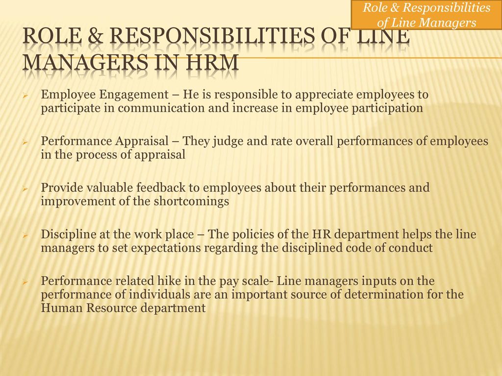 Personality Development: Roles And Responsibilities Of Line Managers In Human  Resource Management