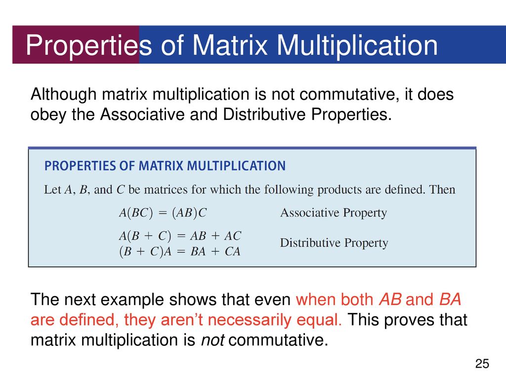 10.4 The Algebra of Matrices - ppt download
