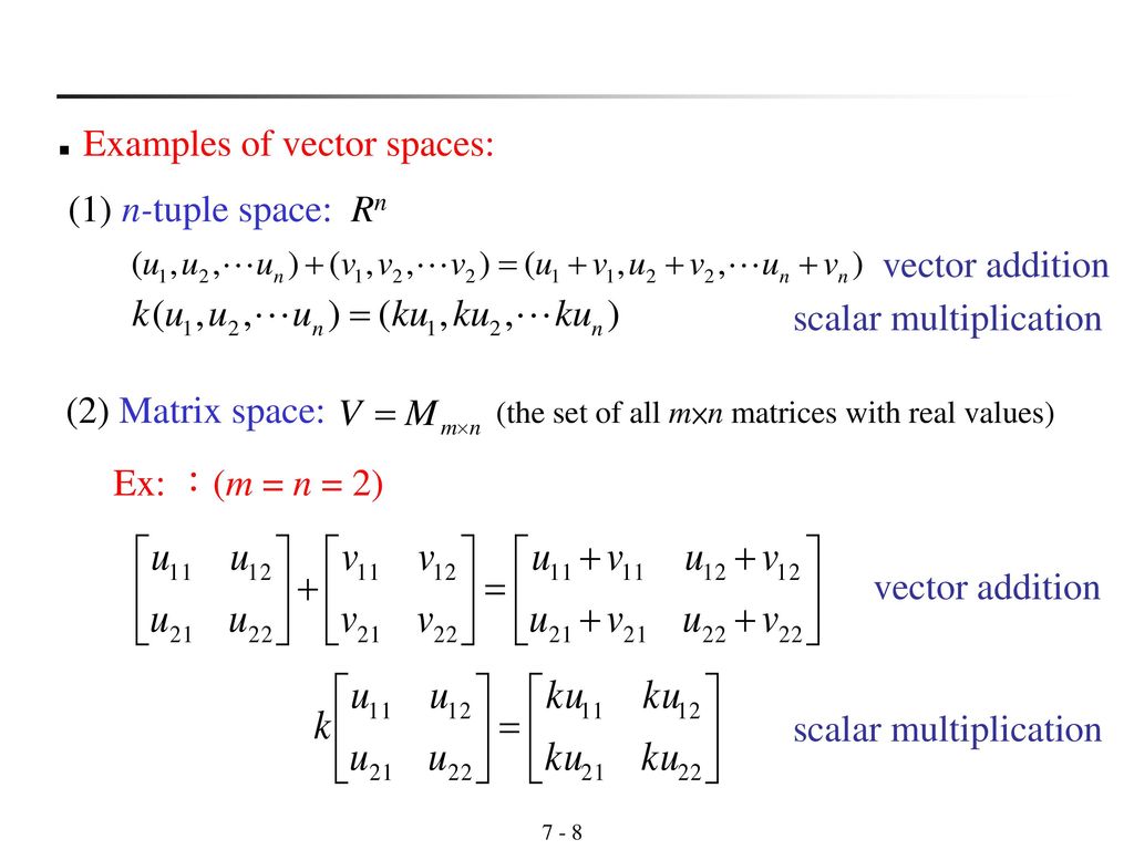 Lecture 7 Vector Space Last Time Properties Of Determinants Ppt Download Vector space addition linear algebra