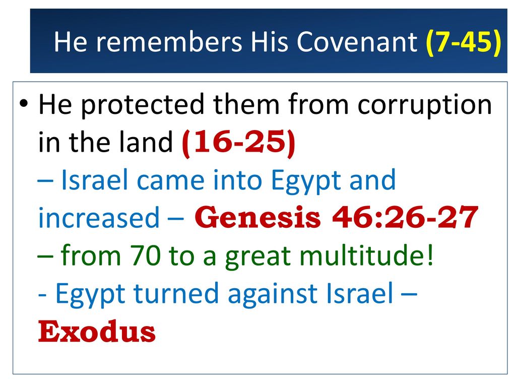 He remembers His Covenant (7-45)