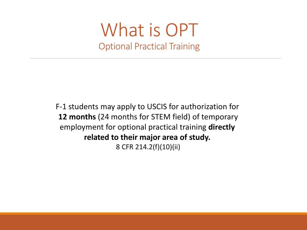 OPT Optional Practical Training - Ppt Download