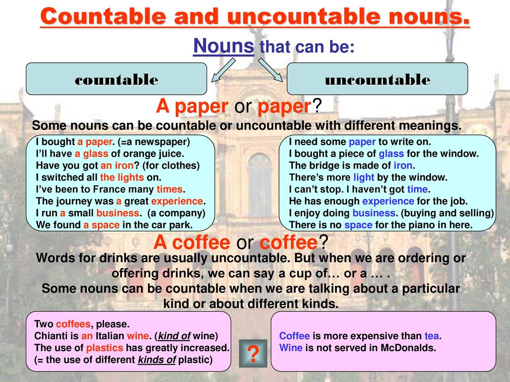 Countable uncountable nouns презентация