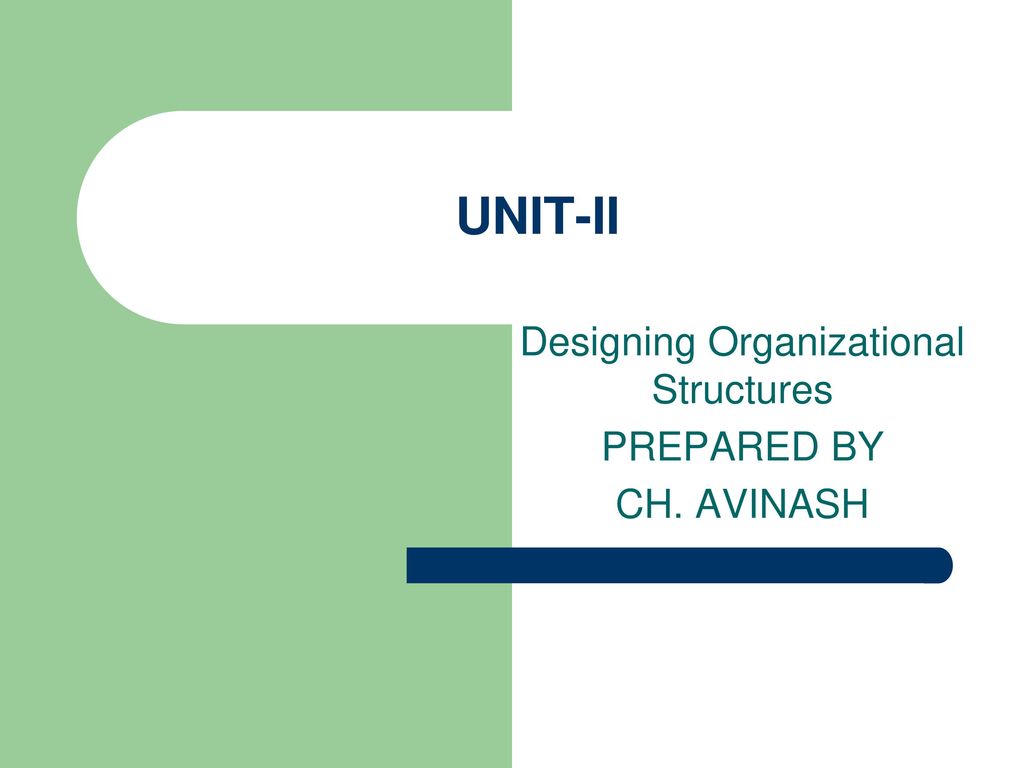 Designing Organizational Structures PREPARED BY CH. AVINASH