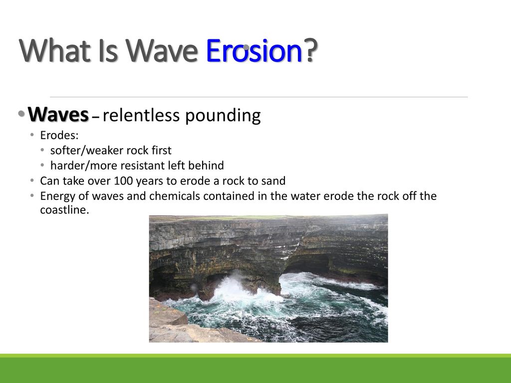 What Is Wave Erosion Waves – relentless pounding Erodes: