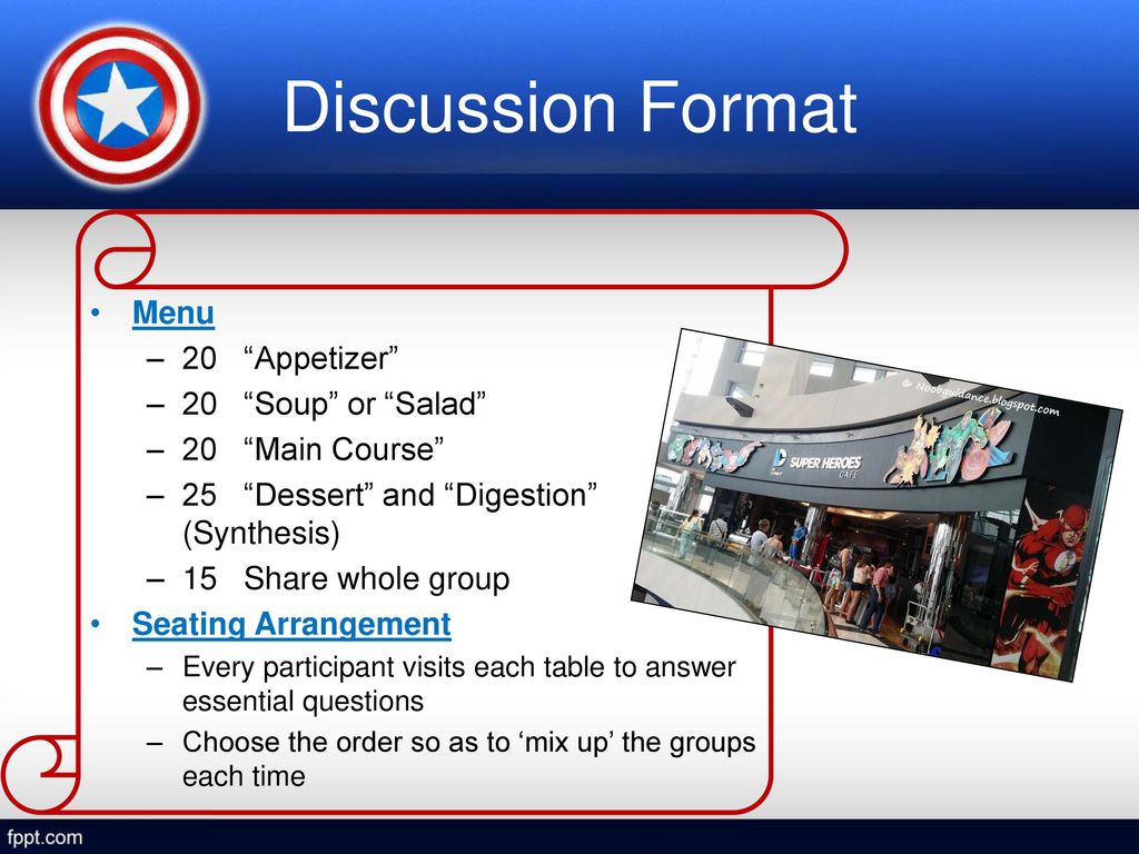 Discussion Format Menu 20 Appetizer 20 Soup or Salad