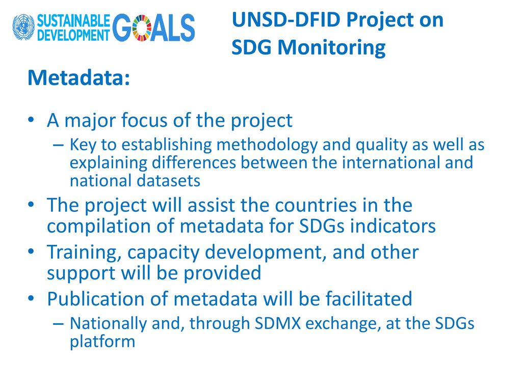 Metadata: UNSD-DFID Project on SDG Monitoring