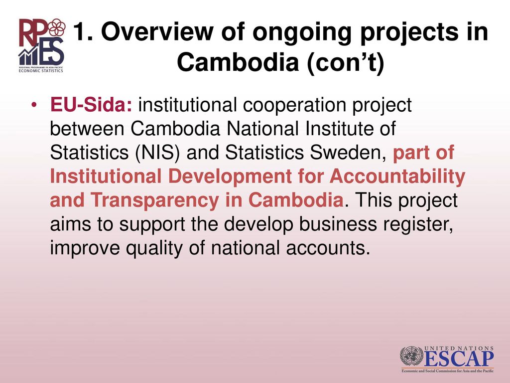 1. Overview of ongoing projects in Cambodia (con’t)