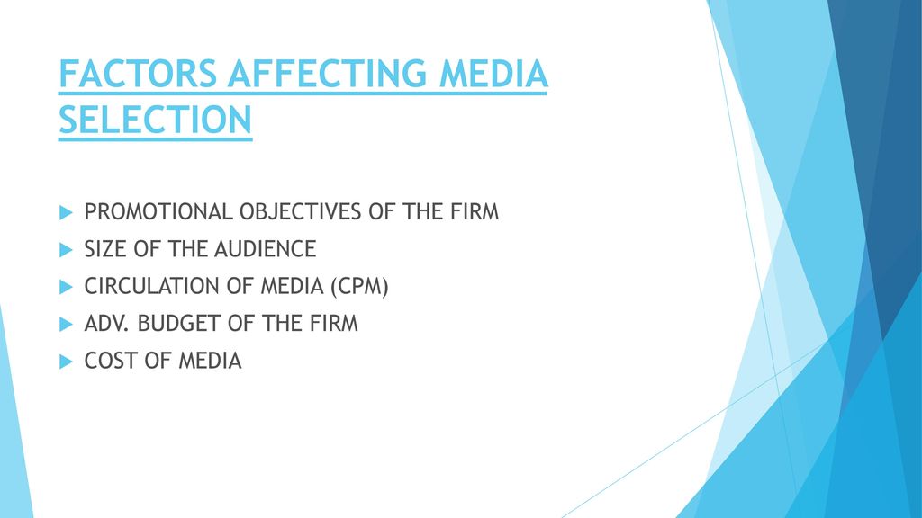 list factors affecting choice of media