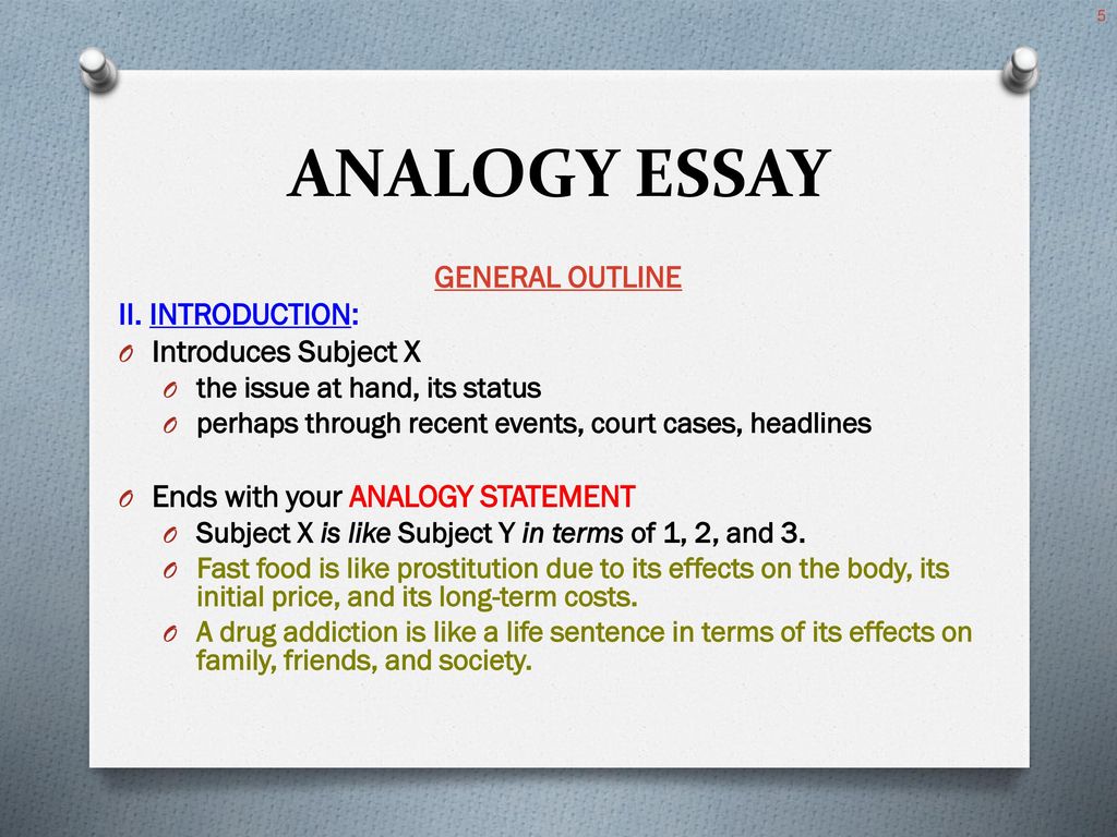 analogy essay outline