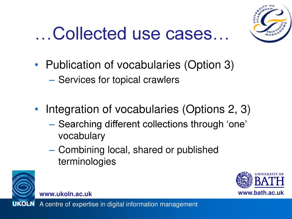 …Collected use cases… Publication of vocabularies (Option 3)