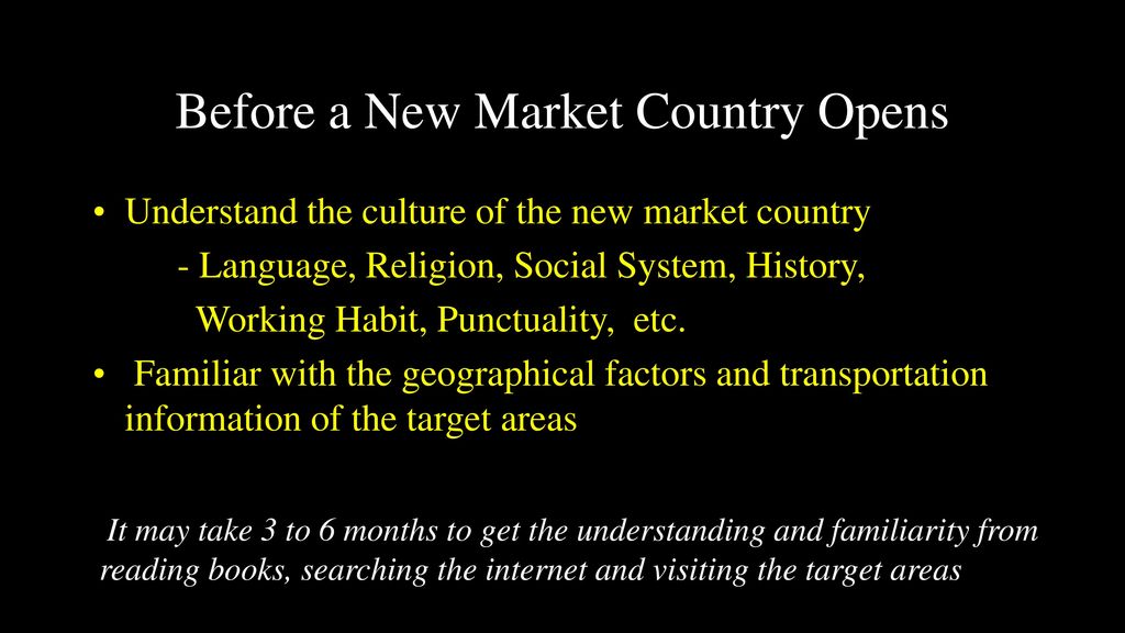 Before a New Market Country Opens
