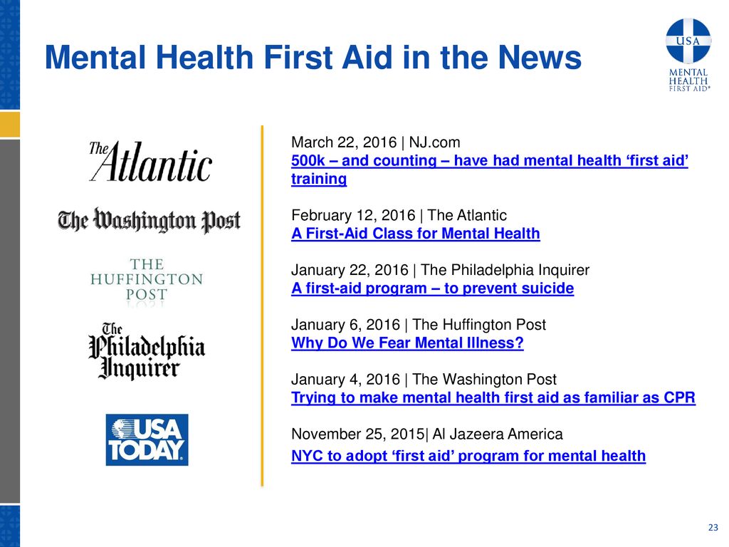 Mental Health First Aid in the News