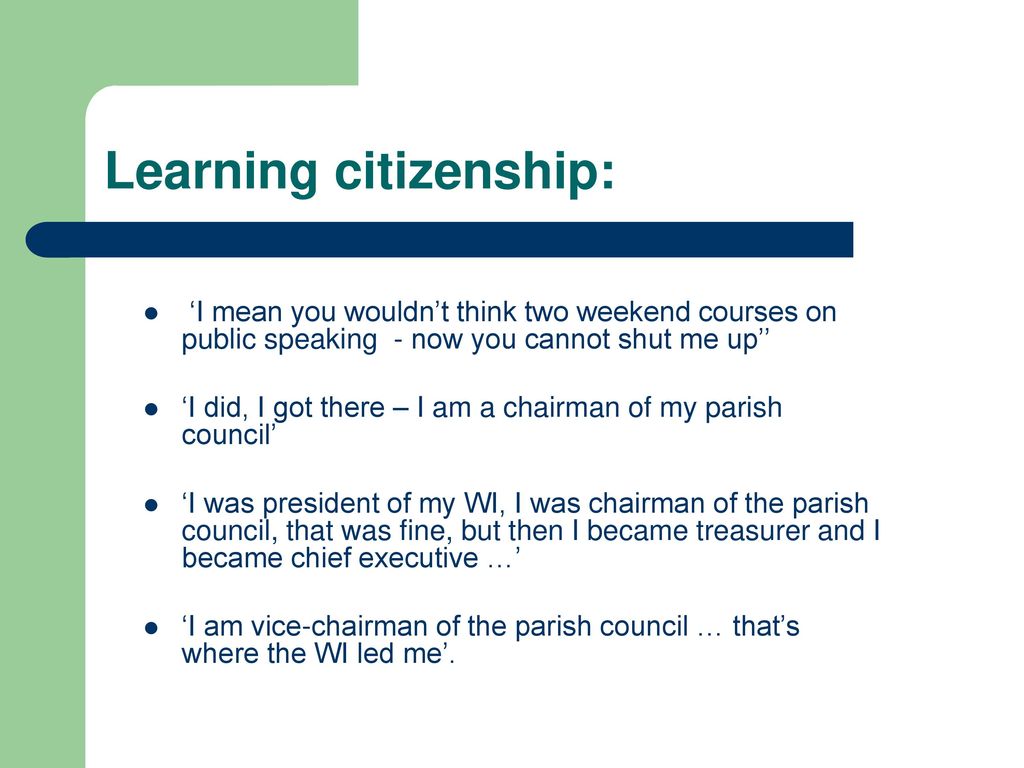 Learning citizenship: