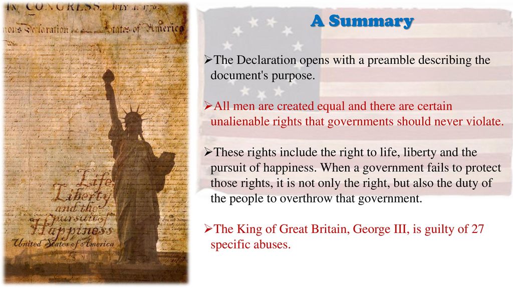 The Declaration of Independence. - ppt download