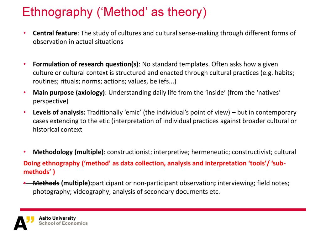 Doing Ethnography Today: Theories, Methods, Exercises