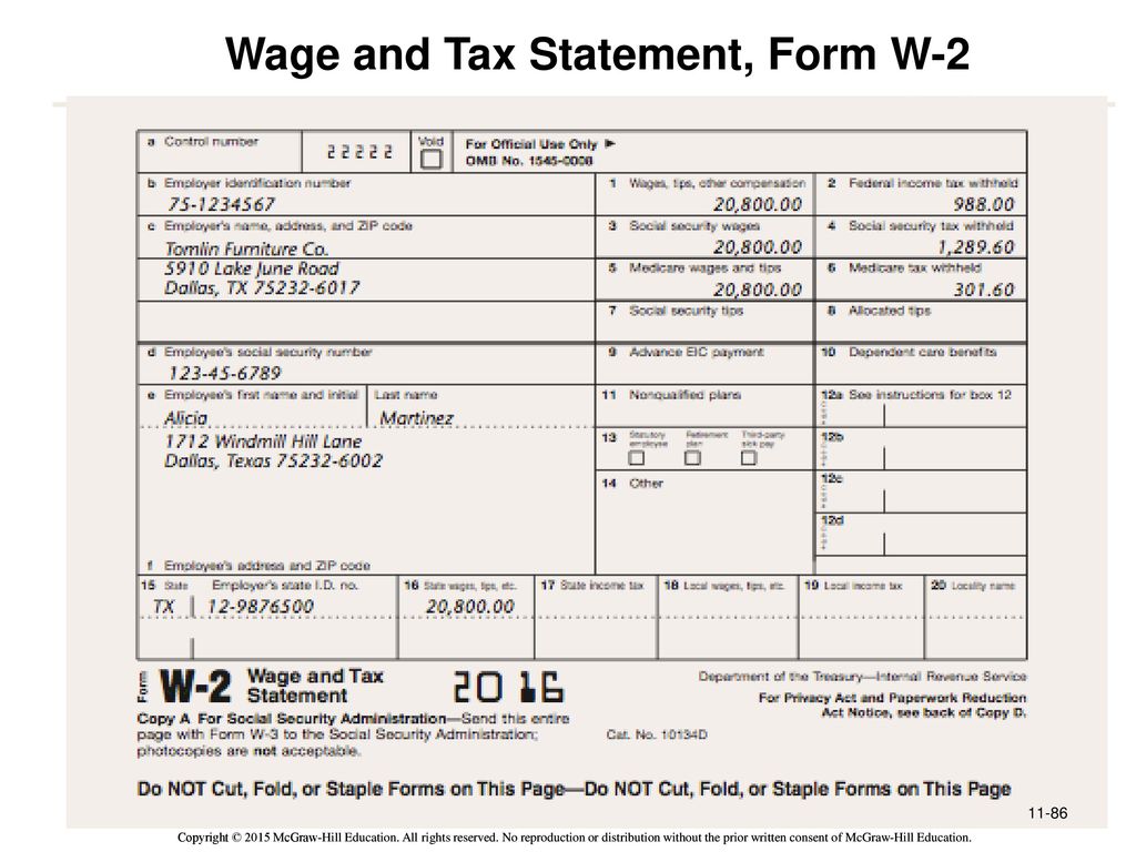 Wage and Tax Statement, Form W-2