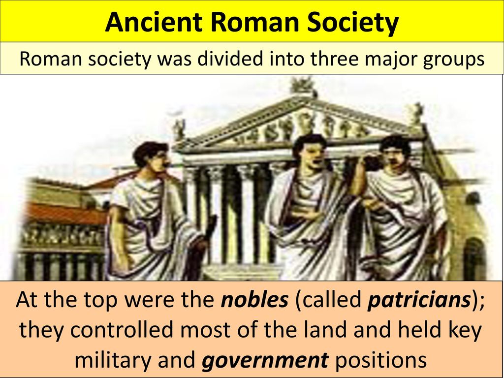Roman society was divided into three major groups