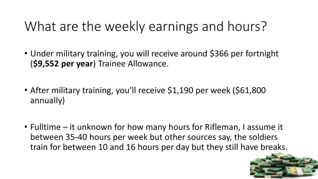 What are the weekly earnings and hours